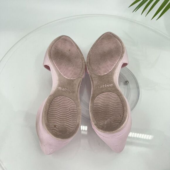 Native Women's Audrey Flat Size 7 D'Orsay Slip On Shoe Pink Rubber Beach Pool - Picture 5 of 15